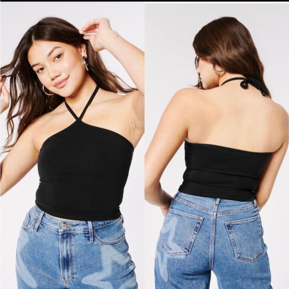 NWT HOLLISTER CROP TOP BLACK SIZE M